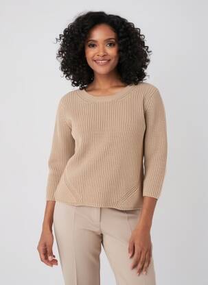Pull coupe cintrée manches longues beige STREET ONE femme