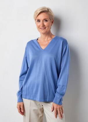 Pull coupe cintrée manches longues bleu ELLEMME femme