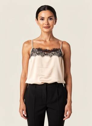 Top col carré fines bretelles beige RINASCIMENTO femme