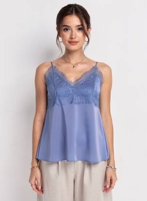 Top manches bretelles ajustables fines bretelles bleu SCHOOL RAG femme