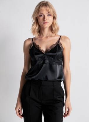 Top manches bretelles ajustables fines bretelles noir SCHOOL RAG femme