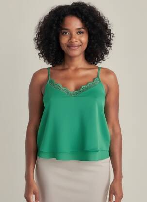 Top manches bretelles ajustables fines bretelles vert RINASCIMENTO femme