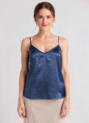 Top manches bretelles ajustables fines bretelles bleu RINASCIMENTO femme