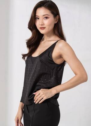 Top coupe fluide sans manche noir SUNCOO femme