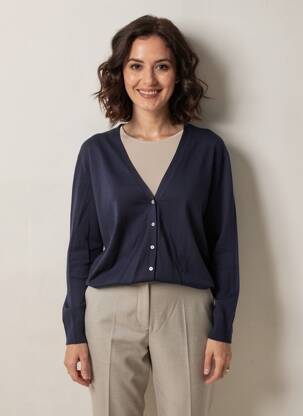 Gilet manches longues resserrée sur le bas bleu STREET ONE femme