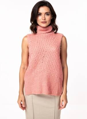 Pull coupe droite sans manche rose RUE MAZARINE femme