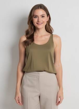 Débardeur stretch sans manche vert SCHOOL RAG femme