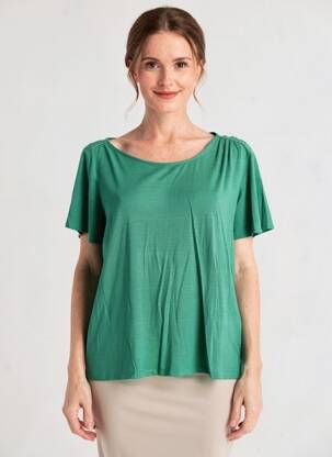 Top stretch manches courtes vert LOLA ESPELETA femme