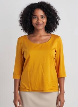 Top tissage jersey manches longues jaune STREET ONE femme