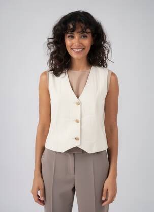 Gilet sans manche coupe cintrée beige INDI & COLD femme