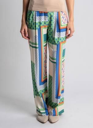 Pantalon droit tissage crêpe taille normale vert SUNCOO femme