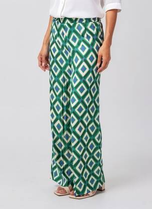 Pantalon large tissage popeline taille normale vert KANOPE femme
