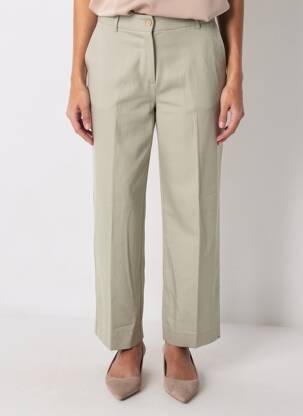 Pantalon droit tissage crêpe taille haute vert YERSE femme