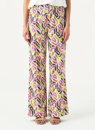 Pantalon large fermeture zip latéral taille haute violet VAN-DOS femme