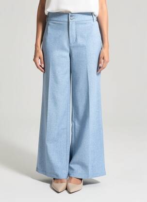 Pantalon large fermeture zippée sous rabat boutonné taille normale bleu STREET ONE femme
