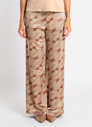 Pantalon large coupe fluide taille haute marron YERSE femme
