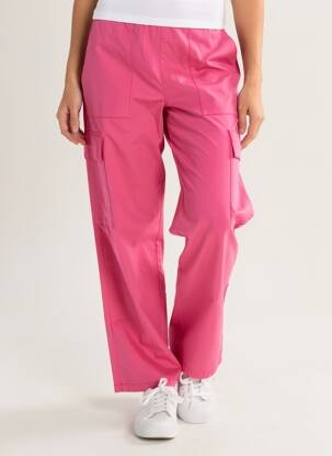 Pantalon cargo coupe droite taille normale rose REIKO femme