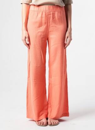 Pantalon large tissage crêpe taille normale orange RUE MAZARINE femme