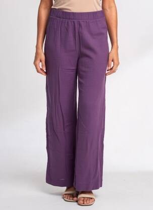 Pantalon large tissage crêpe taille normale violet RUE MAZARINE femme