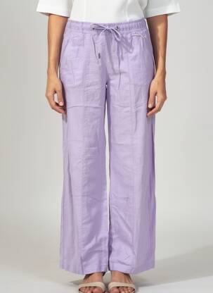 Pantalon large tissage crêpe taille haute violet STREET ONE femme