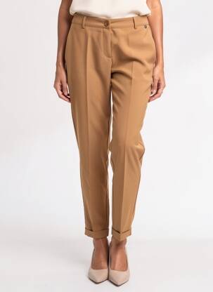 Pantalon slim taille élastique taille normale marron AMELIE & AMELIE femme