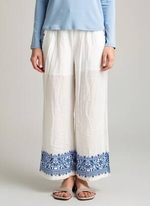 Pantalon large tissage crêpe taille normale blanc IMAGINE femme