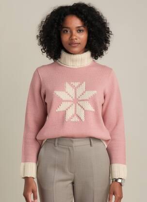 Pull col roulé coupe cintrée manches longues rose LUCCHINI femme