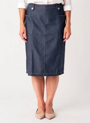 Jupe mi-longue stretch bleu 20/20 femme