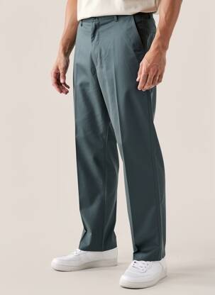 Pantalon droit tissage popeline taille normale vert KIPLAY homme