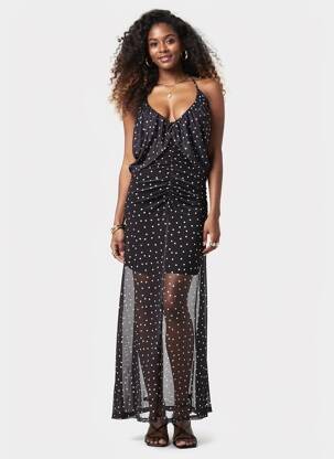 Robe longue sans manche sans manche noir LUMINA femme