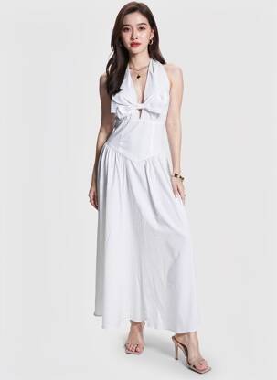 Robe longue sans manche sans manche blanc LUMINA femme