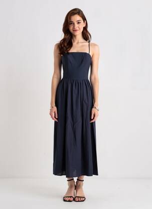 Robe longue sans manche sans manche bleu LUMINA femme