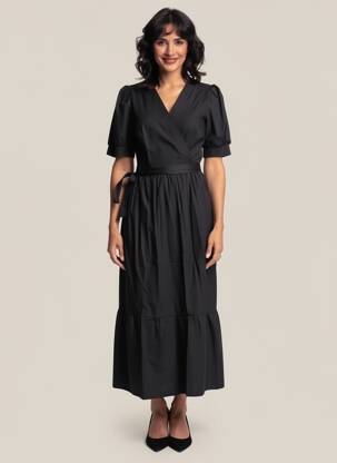 Robe longue manches courtes manches courtes noir DIANA GALLESI femme