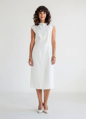 Robe mi-longue manches courtes manches courtes blanc DIANA GALLESI femme