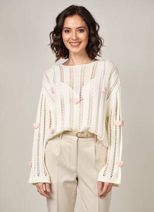 Pull coupe droite manches longues blanc CIVICO 1 femme