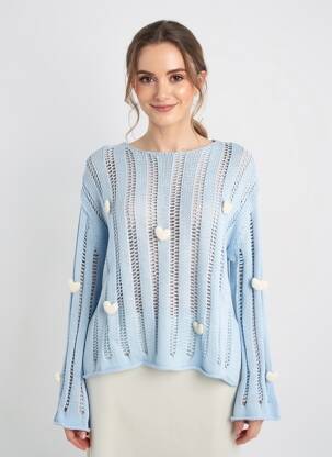 Pull coupe droite manches longues bleu CIVICO 1 femme