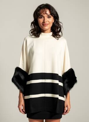 Pull tunique maille fine manches 3/4 blanc DIANA GALLESI femme