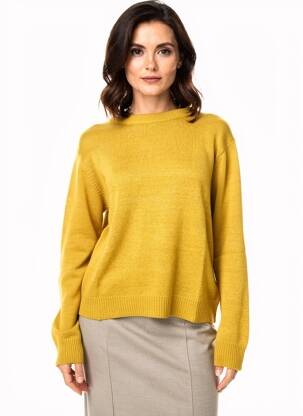 Pull coupe droite manches longues jaune CIVICO 1 femme