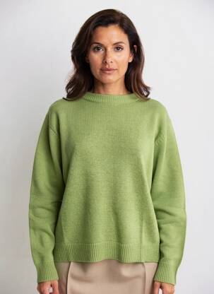 Pull coupe droite manches longues vert CIVICO 1 femme