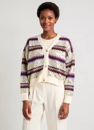 Gilet manches longues fermeture boutonnée sur le devant violet DE ROYAL femme