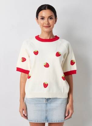 Pull coupe droite manches courtes beige CIVICO 1 femme