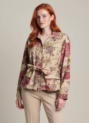 Veste casual poignets boutonnés avec fente beige LUMINA femme