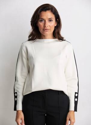 Pull coupe droite manches longues blanc VOLPATO femme