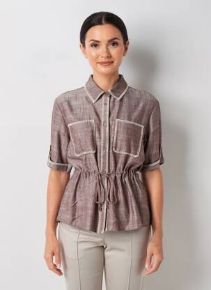 Chemisier coupe cintrée manches courtes marron DE ROYAL femme