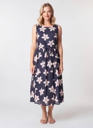 Robe longue imprimé fantaisie sans manche bleu GIOYA & CO femme