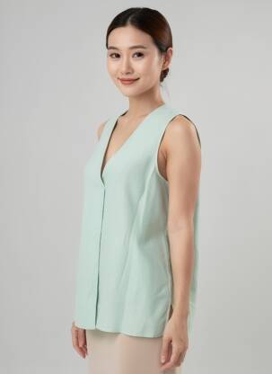 Blouse tissage popeline sans manche vert DIANA GALLESI femme