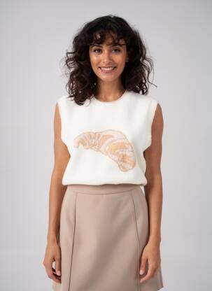 Pull coupe droite manches courtes blanc CIVICO 1 femme