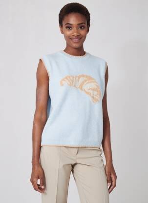 Pull coupe droite manches courtes bleu CIVICO 1 femme