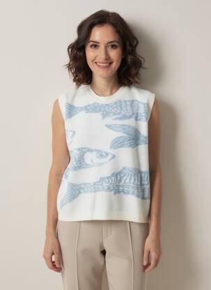 Pull coupe droite manches courtes blanc CIVICO 1 femme