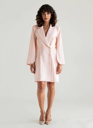 Robe mi-longue manches longues manches longues rose ANGELA DAVIS femme
